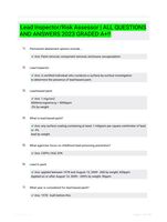 Lead Inspector/Risk Assessor | ALL QUESTIONS AND ANSWERS 2023 GRADED A+!!