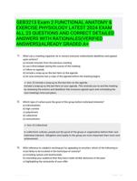 GEB3213 Exam 2 FUNCTIONAL ANATOMY & EXERCISE PHYSIOLOGY LATEST 2024 EXAM ALL 23 QUESTIONS AND CORRECT DETAILED ANSWERS WITH RATIONALES(VERIFIED ANSWERS)|ALREADY GRADED A+