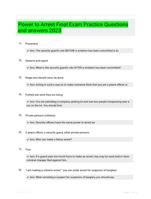 Power to Arrest Final Exam Practice Questions and answers 2023