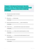 Chapter 4 Workbook [Hartmann Nursing Assistant Care The Basics] Body Systems and Related Conditions 2023/2024  VERIFIED ANSWERS