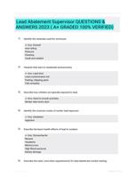 Lead Abatement Supervisor QUESTIONS & ANSWERS 2023 ( A+ GRADED 100% VERIFIED)