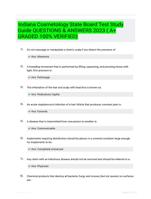 Indiana Cosmetology State Board Test Study Guide QUESTIONS & ANSWERS 2023 ( A+ GRADED 100% VERIFIED)