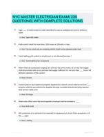 NYC MASTER ELECTRICIAN EXAM| 230 QUESTIONS| WITH COMPLETE SOLUTIONS