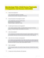 Microbiology FINAL EXAM Review Flashcards 170 Questions And Answers 2024/2025