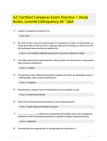 AZ Certified Caregiver Exam Practice 1 Study Notes Juvenile Delinquency - Q&A