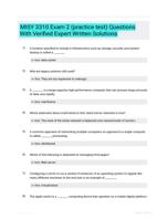 MISY 3310 Exam 2 (practice test) Questions With Verified Expert  Written Solutions