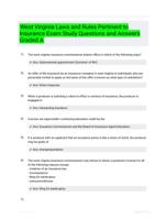 West Virginia Laws and Rules Pertinent to Insurance Exam Study Questions and Answers Graded A  