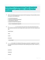 Social Work Comprehensive Exam Questions and Answers Latest (2023 / 2024) (Verified Answers)