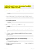 SafeStaff Food Handler Certificate Test 2023 with 100% correct answers