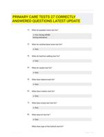 PRIMARY CARE TESTS 27 CORRECTLY ANSWERED QUESTIONS LATEST UPDATE