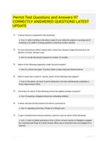 Permit Test Questions and Answers 97 CORRECTLY ANSWERED QUESTIONS LATEST UPDATE