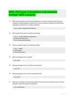 MBA 704 Exam 4 Questions And Answers Verified 100% Correct!!.