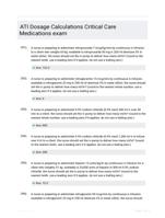 ATI Dosage Calculations Critical Care Medications exam