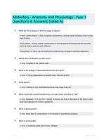 Midwifery - Anatomy and Physiology - Year 1 Questions & Answers (rated A)