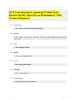 NYS Cosmetology Licensing Written Exam Review Guide Questions and Answers (100% Correct Answers)