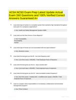 ACSA NCSO Exam Prep Latest Update  Actual Exam 260 Questions and 100% Verified Correct Answers Guaranteed A+