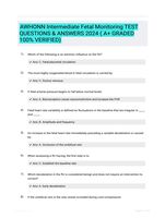 AWHONN Intermediate Fetal Monitoring TEST QUESTIONS & ANSWERS 2024 ( A+ GRADED 100% VERIFIED)