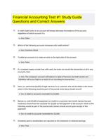 Financial Accounting Test #1 Study Guide Questions and Correct Answers