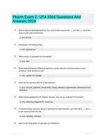 Pharm Exam 2 - UTA 3365 Questions And Answers 2024