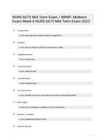 NURS 6675 Mid Term Exam / NRNP- Midterm Exam Week 6  NURS 6675 Mid Term Exam 2023