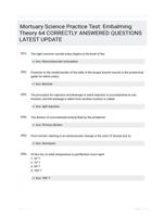 Mortuary Science Practice Test: Embalming Theory 64 CORRECTLY ANSWERED QUESTIONS LATEST UPDATE