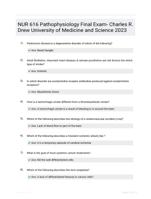 NUR 616 Pathophysiology Final Exam- Charles R. Drew University of Medicine and Science 2023