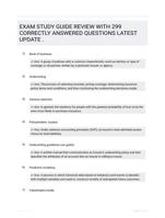 EXAM STUDY GUIDE REVIEW WITH 299 CORRECTLY ANSWERED QUESTIONS LATEST UPDATE   .