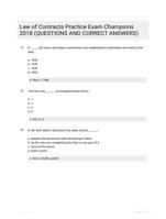 Law of Contracts Practice Exam Champions 2018 (QUESTIONS AND CORRECT  ANSWERS)