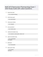 NUR 2474 Rasmussen Pharmacology Exam 1 2023 Study Guide with Latest Questions.