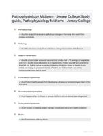 Pathophysiology Midterm - Jersey College Study guide, Pathophysiology Midterm - Jersey College