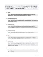 BIO235 Midterm 1 181 CORRECTLY ANSWERED QUESTIONS LATEST UPDATE