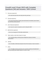 Crossfit Level 2 Exam 2023 with Complete Questions (54) and Answers 100% Correct