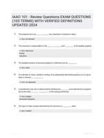 IAAO 101 - Review Questions EXAM QUESTIONS (103 TERMS) WITH VERIFIED DEFINITIONS UPDATED 2024