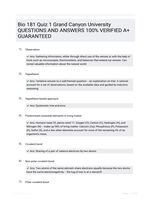 Bio 181 Quiz 1 Grand Canyon University QUESTIONS AND ANSWERS 100% VERIFIED A+ GUARANTEED