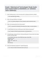 Grade 1 Mechanical Technologist Study Guide  2023  QUESTIONS & ANSWERS ( A+ GRADED 100% VERIFIED)