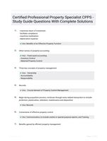 Certified Professional Property Specialist CPPS - Study Guide Questions With Complete Solutions