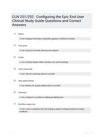 CLN 251/252 : Configuring the Epic End User Clinical Study Guide Questions and Correct Answers