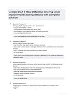 Georgia DDA 6-Hour Defensive Driver & Driver Improvement Exam Questions with complete solution