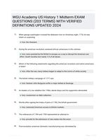 WGU Academy US History 1 Midterm EXAM QUESTIONS (203 TERMS) WITH VERIFIED DEFINITIONS UPDATED 2024