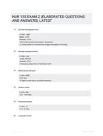 NUR 155 EXAM 2 (ELABORATED  QUESTIONS AND ANSWERS) LATEST