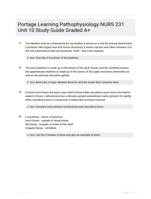 Portage Learning Pathophysiology NURS 231 Unit 10 Study Guide Graded A+