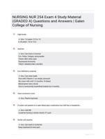 NURSING NUR 254 Exam 4 Study Material (GRADED A) Questions and Answers | Galen College of Nursing