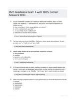 EMT Readiness Exam 4 with 100% Correct Answers 2024