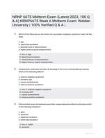 NRNP 6675 Midterm Exam (Latest-2023, 100 Q & A) NRNP6675 Week 6 Midterm Exam: Walden University | 100% Verified Q & A |