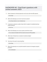 HAZWOPER 40 - Final Exam questions with correct answers 2023