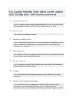 N.C. Claims Adjuster Exam Q&As Latest Update 2023 (329Qs with 100% Correct answers)