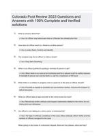 Colorado Post Review 2023 Questions and Answers with 100% Complete and Verified solutions 