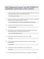 NHA Phlebotomy Practice Test 200 CORRECTLY ANSWERED QUESTIONS LATEST UPDATE