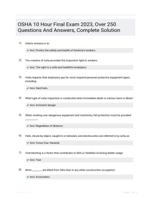 OSHA 10 Hour Final Exam 2023, Over 250 Questions And Answers, Complete Solution