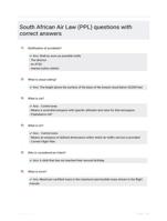 South African Air Law (PPL) questions with correct answers